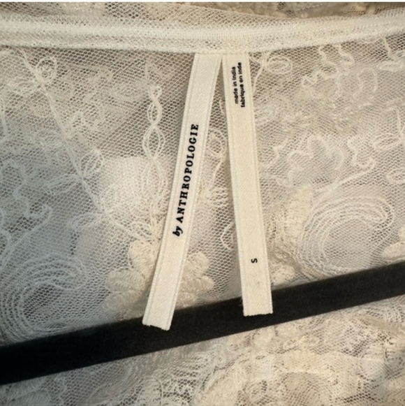 ANTHROPOLOGIE Cream Lace Flutter Sleeve Romantic Fairy Boho Gypsy Blouse Cami S - Picture 8 of 16